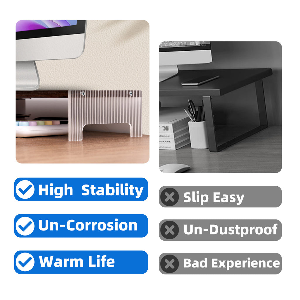 Marsrock Wood&Acrylic Computer Monitor Stand Desk Desktop Organizer Table For Home,Office Workspace,Laptop Riser,Printer,PC&TV Screen Riser