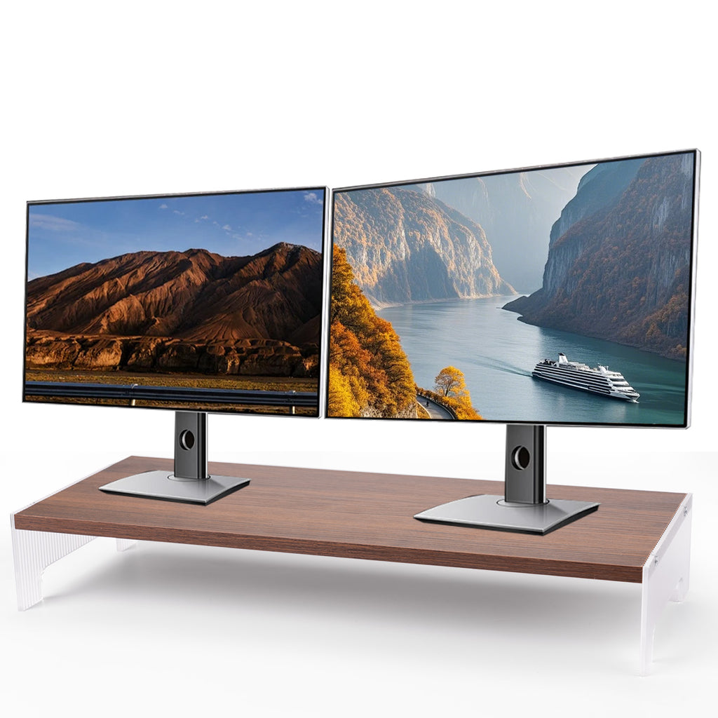 Marsrock Wood&Acrylic Computer Monitor Stand Desk Desktop Organizer Table For Home,Office Workspace,Laptop Riser,Printer,PC&TV Screen Riser