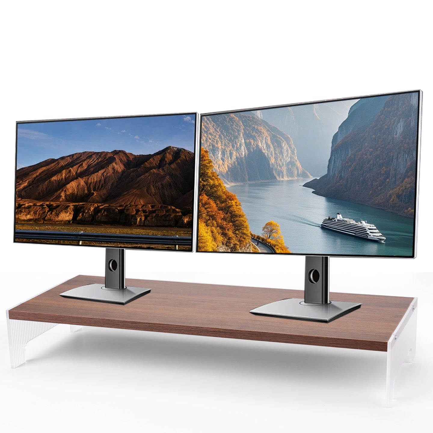 Marsrock Wood&Acrylic Computer Monitor Stand Desk Desktop Organizer Table For Home,Office Workspace,Laptop Riser,Printer,PC&TV Screen Riser