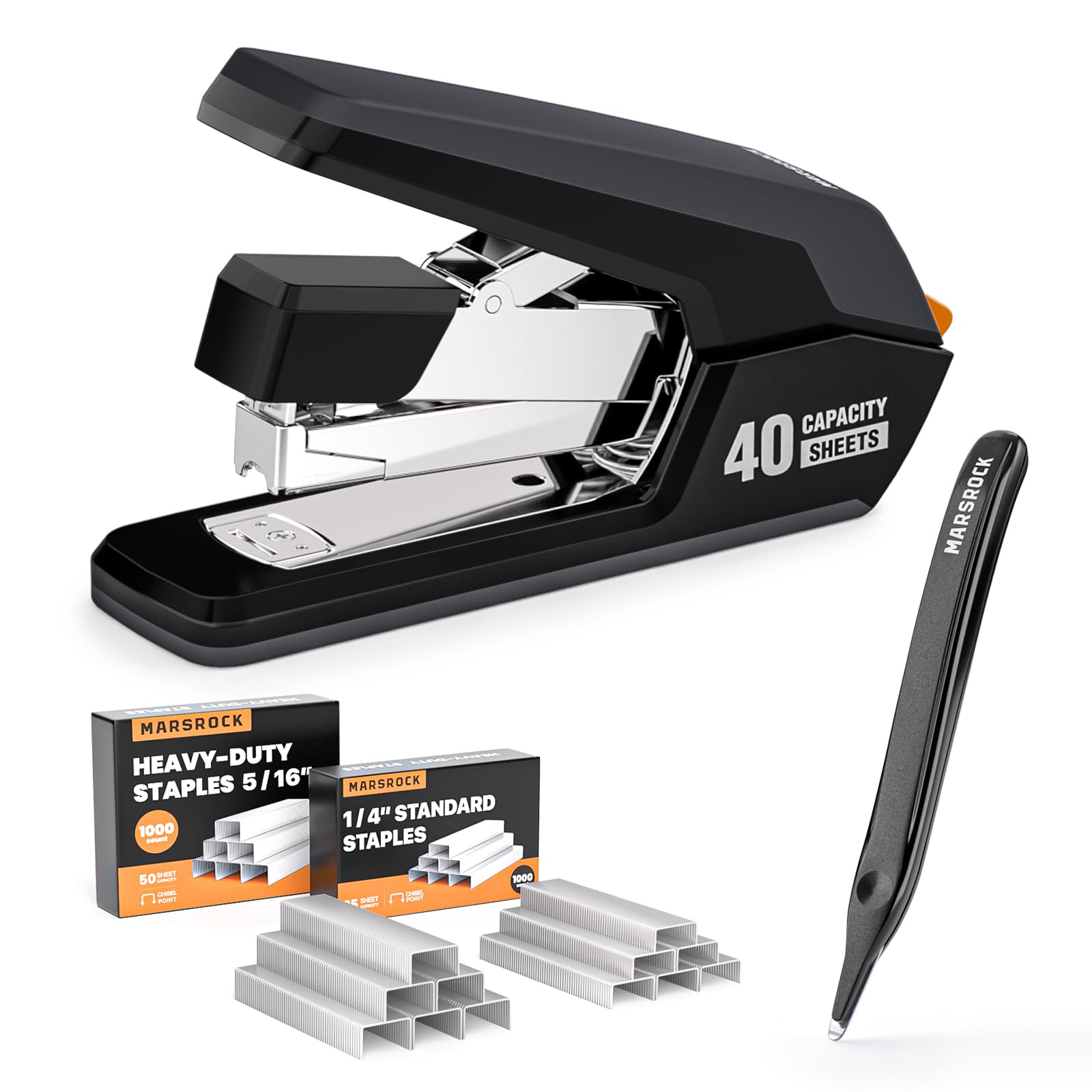 Effortless Stapler for Desk with 40-50 Sheet Capacity, 2000 Staples, 1 ...