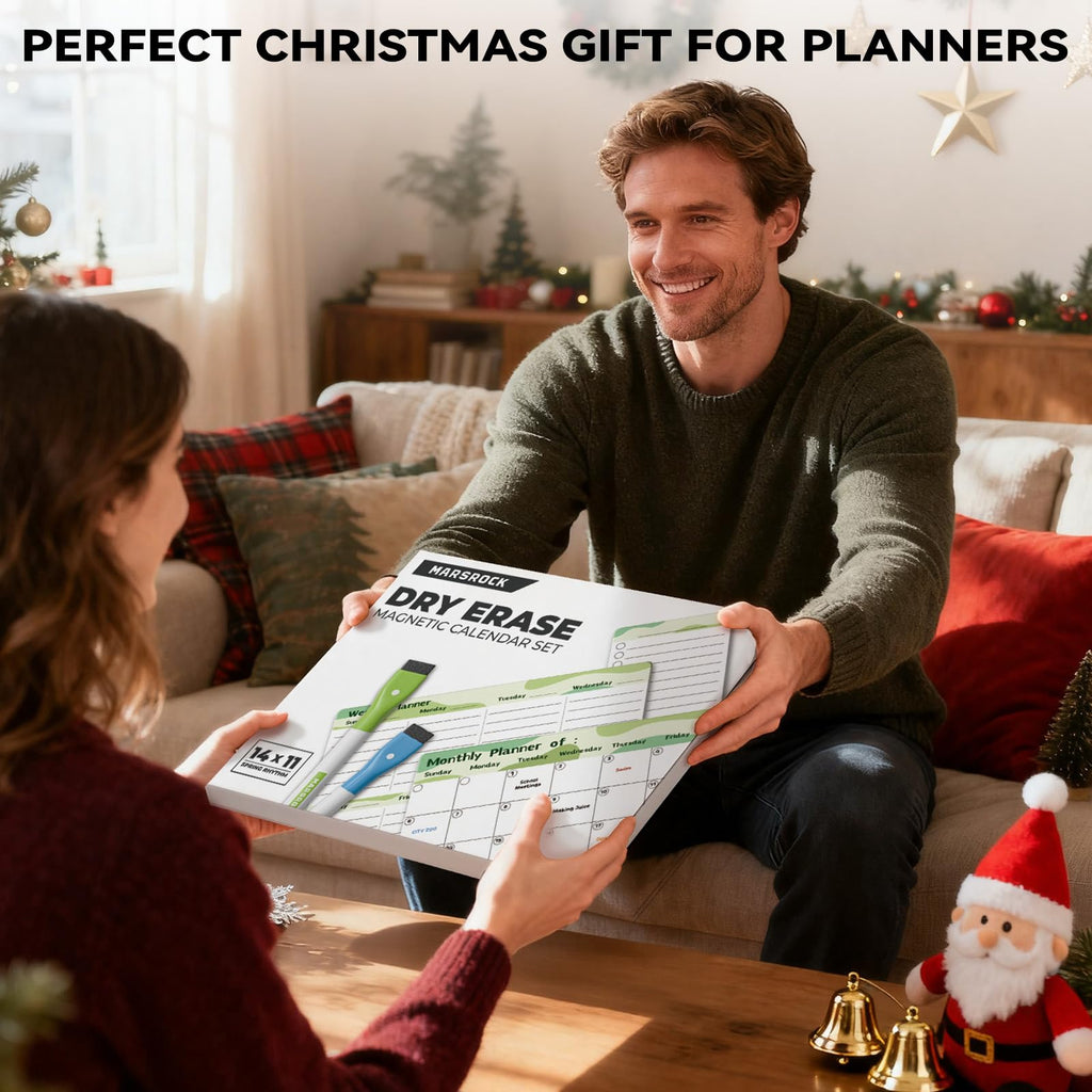 Marsrock New (3-Pack）14" x 11"Green Magnetic Refrigerator Whiteboard Calendar,Fridge Dry Erase Weekly And Monthly Planner Board