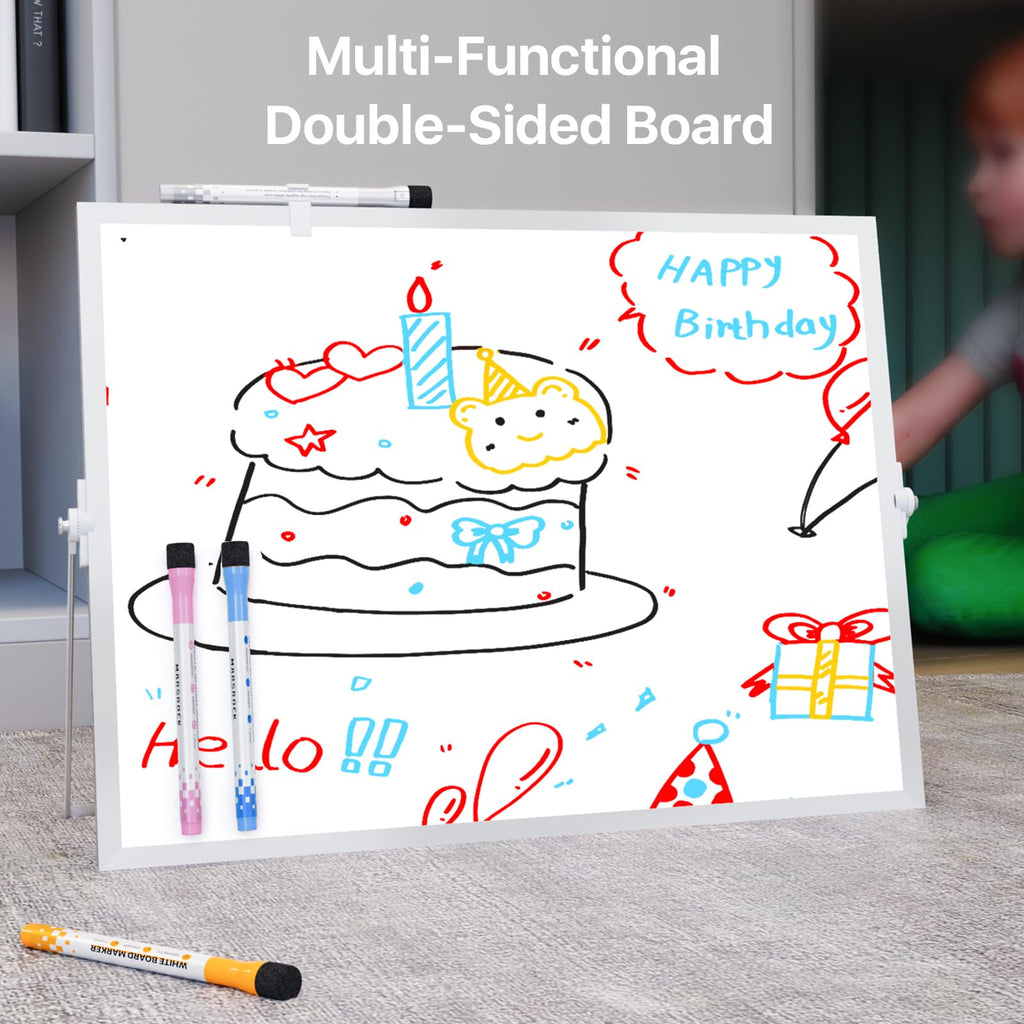 Marsrock Sale 17"×13"Blank Desktop Double-Sided Dry Erase Whiteboard with Stand,10Markers,6Magnets,1Eraser,Great for Home,School&Office Planning