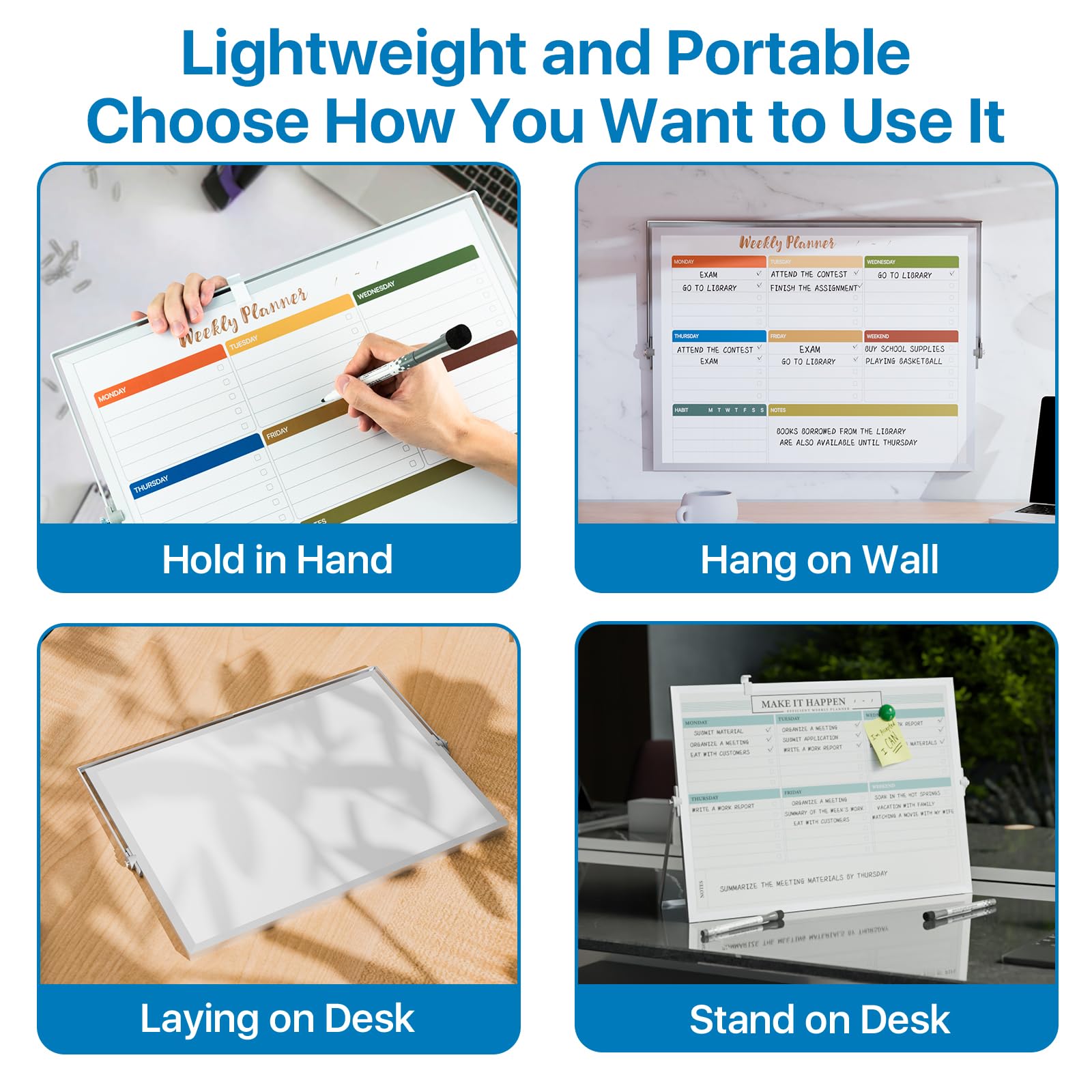 Marsrock Sale 17"×13"Blank Desktop Double-Sided Dry Erase Whiteboard with Stand,10Markers,6Magnets,1Eraser,Great for Home,School&Office Planning