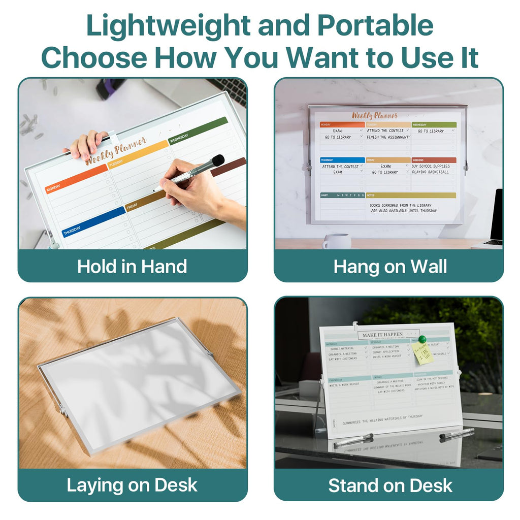 Marsrock Sale 17"×13"Green Desktop Double-Sided Dry Erase Whiteboard with Stand,10Markers,6Magnets,1Eraser,Great for Home,School&Office Planning