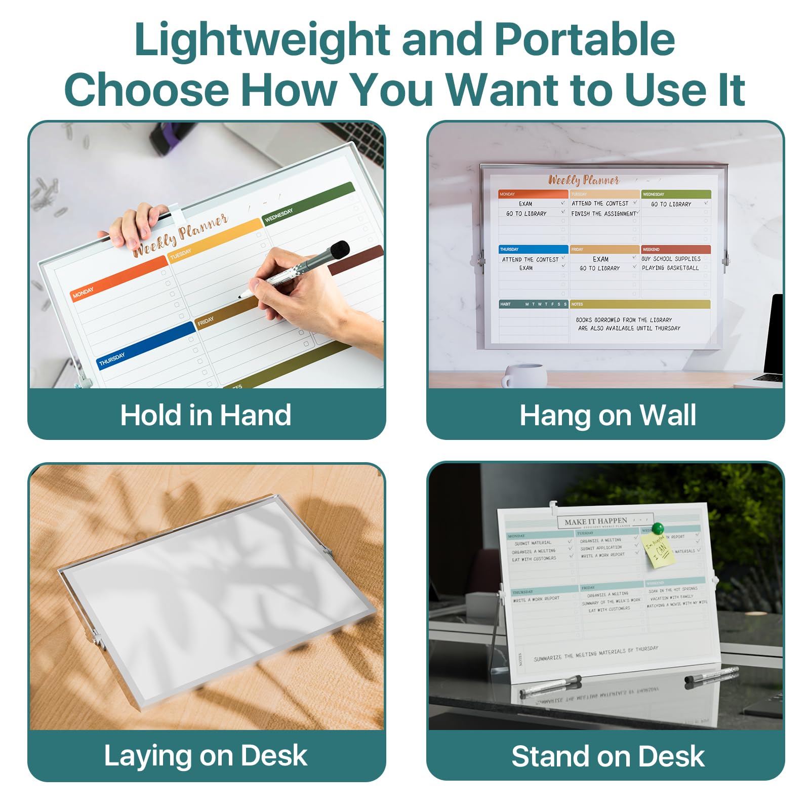 Marsrock Sale 17"×13"Green Desktop Double-Sided Dry Erase Whiteboard with Stand,10Markers,6Magnets,1Eraser,Great for Home,School&Office Planning