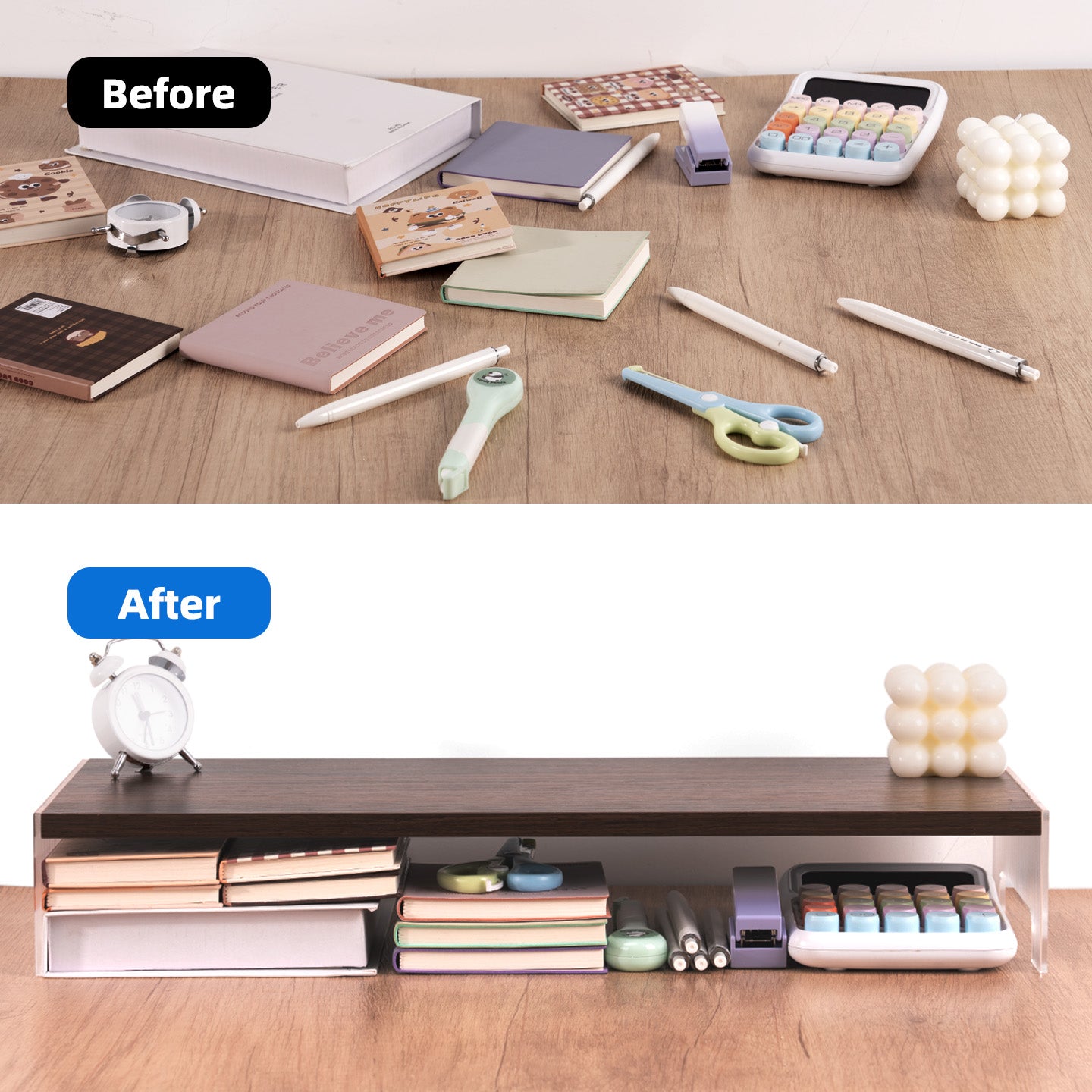 Marsrock Wood&Acrylic Computer Monitor Stand Desk Desktop Organizer Table For Home,Office Workspace,Laptop Riser,Printer,PC&TV Screen Riser